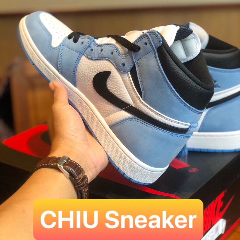 Giày thể thao sneaker Jordan 1 High OG University Blue Giày cổ cao xanh dương