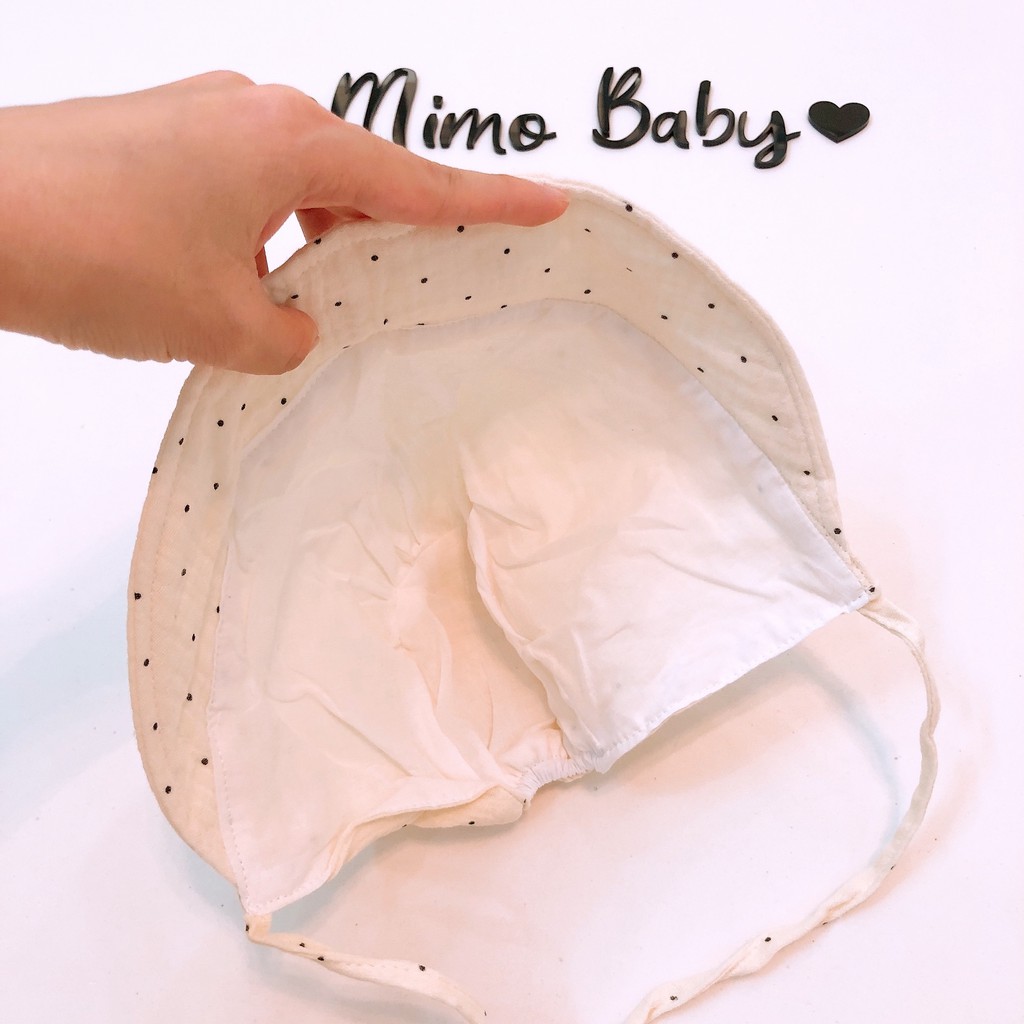 Mũ tiểu thư vải đũi vintage cho bé (0-12m)