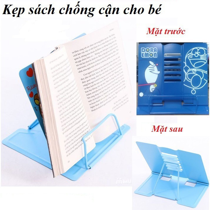 Giá đỡ kẹp sách cho bé đọc bài chống cận thị, chống gù điều chỉnh được mọi góc nghiêng,bằng kim loại in hình dễ thương