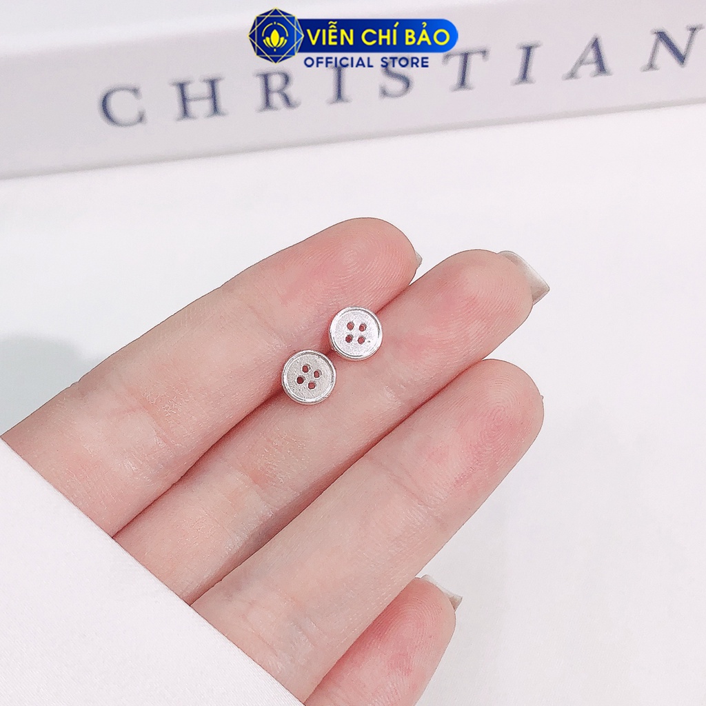 Bông tai bạc nữ hình cúc áo chất liệu bạc 925 thời trang phụ kiện trang sức nữ thương hiệu Viễn Chí Bảo E084