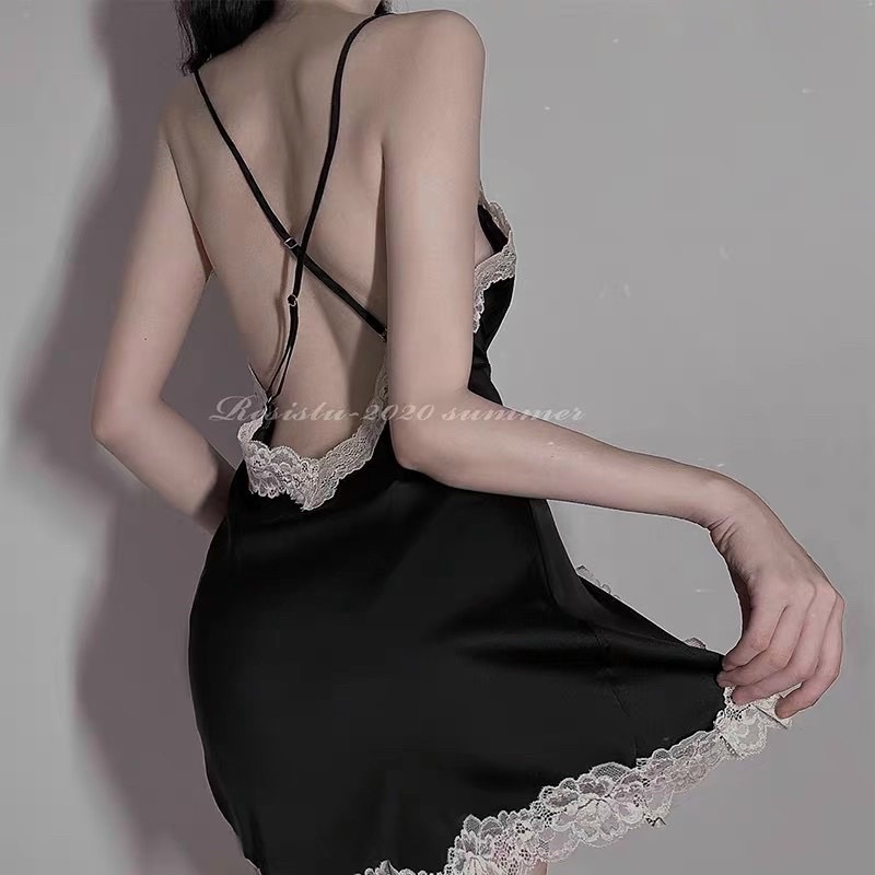 váy ngủ lụa sexy hở lưng ren ngực cao cấp Đầm mặc nhà gợi cảm  quyến rũ( hàng qc cao cấp ) | BigBuy360 - bigbuy360.vn