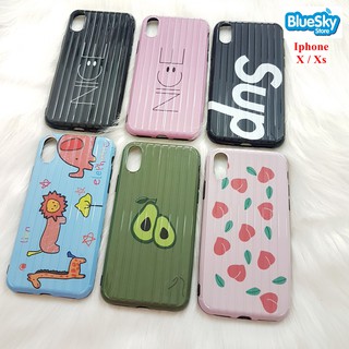Ốp lưng Iphone X / Xs vân nổi vali nhựa dẻo nhiều hình
