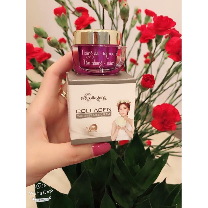 Kem Face Tím dưỡng trắng da mặt N'COLLAGEN - giúp sạch mụn nám tàn nhan, làm nhỏ chân lông hiệu quả