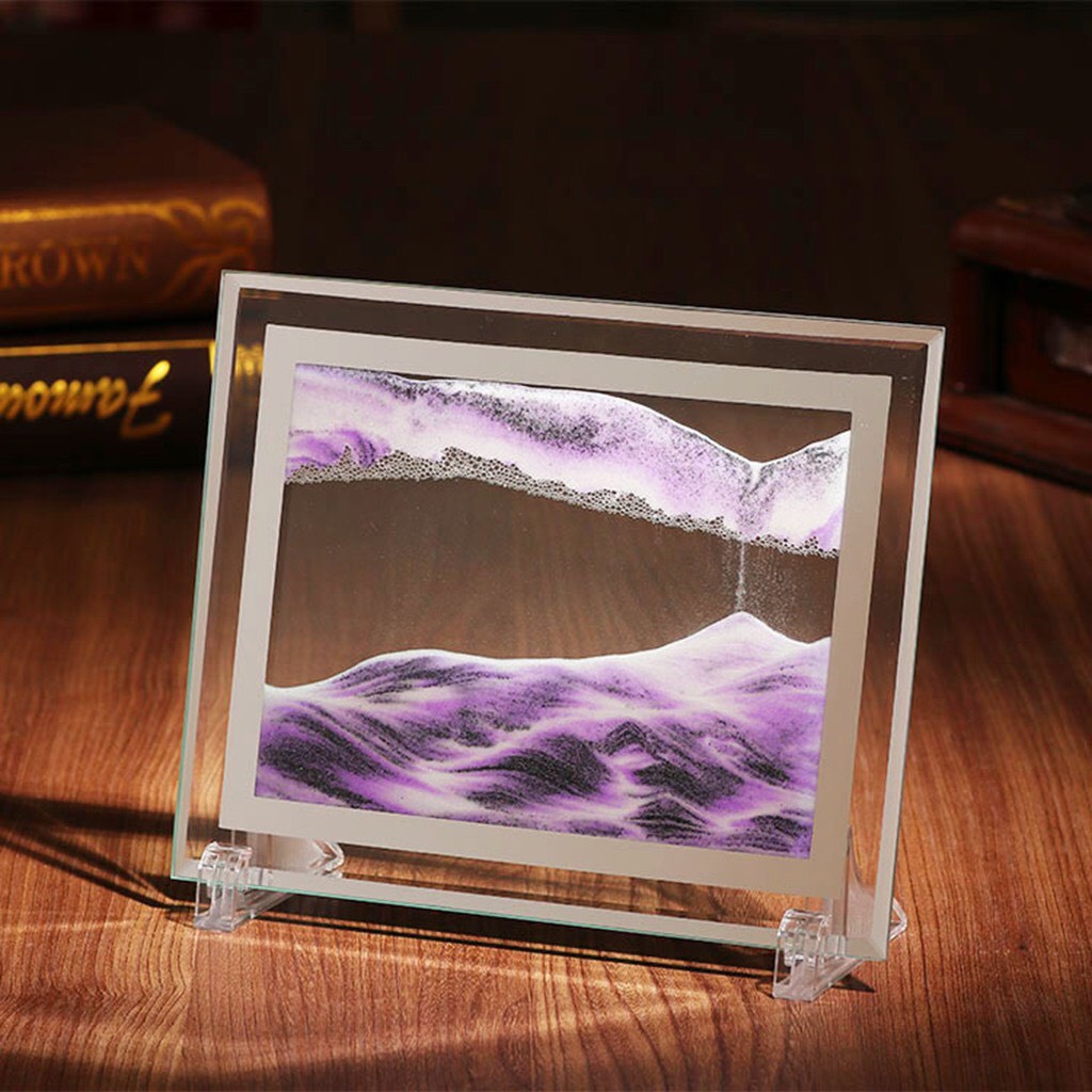 Tranh đồng hồ cát chảy chuyển động 3D, tranh thủy tinh nghệ thuật trang trí để bàn decor làm việc làm quà tặng cao cấp