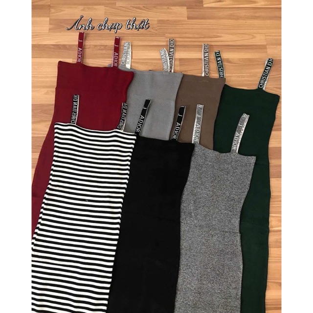 Đầm body len 2 dây 