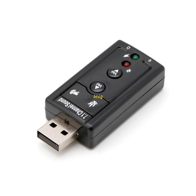 Thẻ chuyển đổi âm thanh USB 2.0 kênh 7.1 3D màu đen cho PC/laptop
