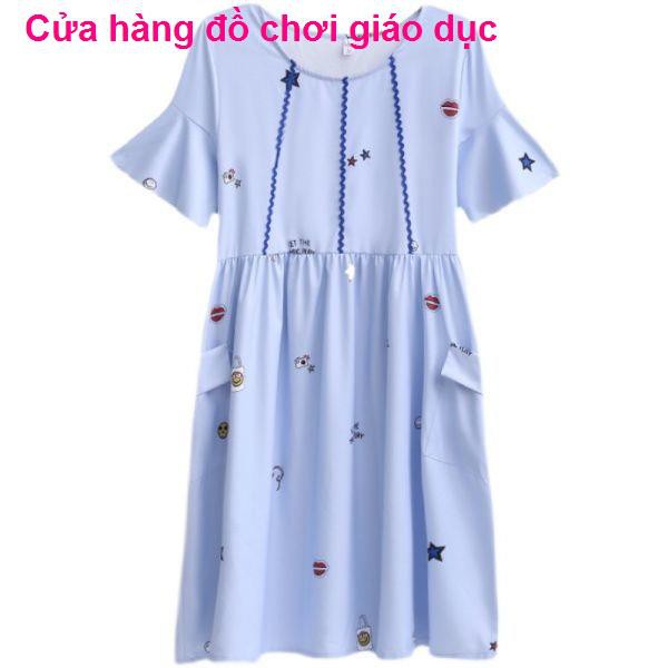 XINH XINH Đầm bầu cotton mùa hè, in hình thời trang Hàn Quốc, thoáng khí, hot mom, mom triều, rời hè RẺ QUÁ