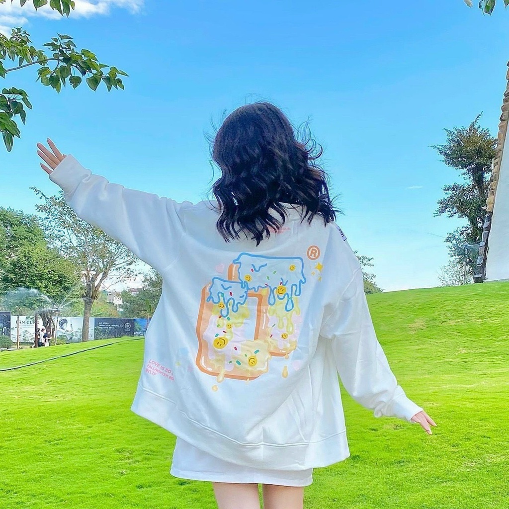 Áo khoác nữ Cardigan in bánh tan chảy nỉ ngoại mềm mịn, áo khoác học sinh cute.