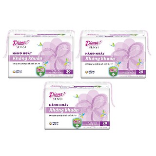 Combo 3 gói Băng vệ sinh Diana hằng ngày kháng khuẩn gói 20 miếng mẫu mới