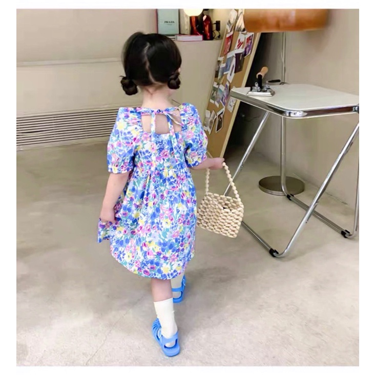 Váy Melisa smock hoa xanh