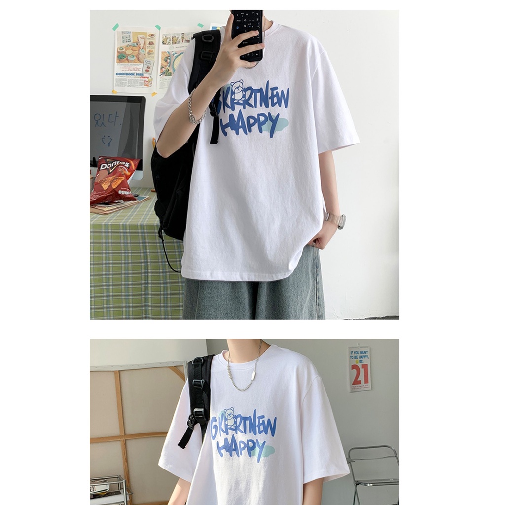 Áo thun nam tay ngắn dáng rộng in chữ phong cách hip hop thời trang mùa hè size S-8Xl