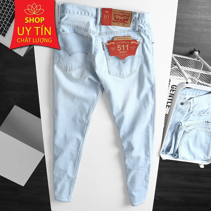 Quần Jean Nam Màu Trắng bạc Levis 511 Made in Cambodia