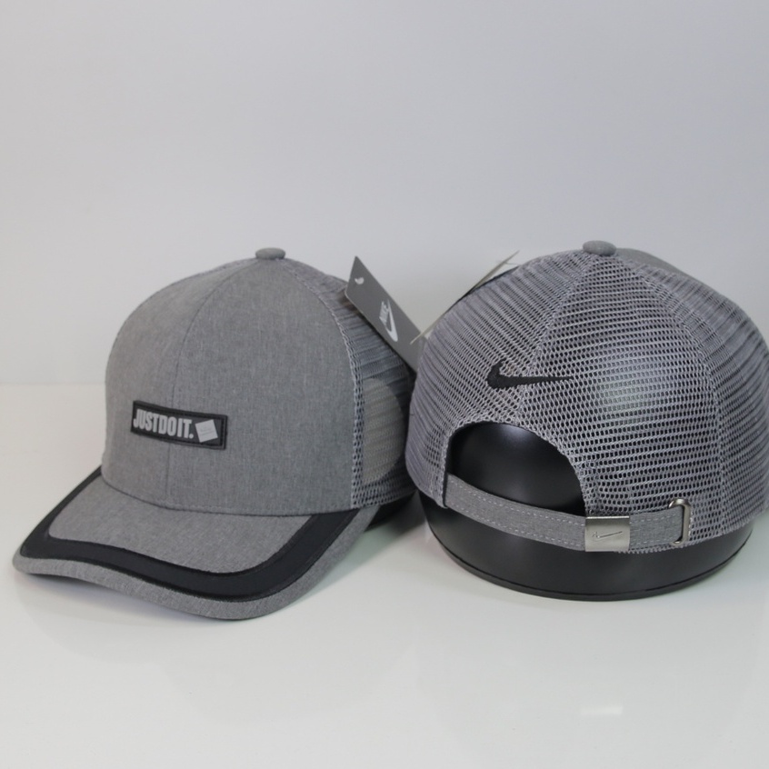 Nón lưỡi trai Nike Just Do It chính hãng logo thêu 3D, màu xám trung tính, chuẩn xịn, hàng chất