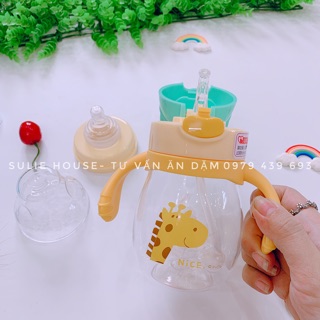 Bình nước Diller 2in 1(đầu ống hút+núm ti)