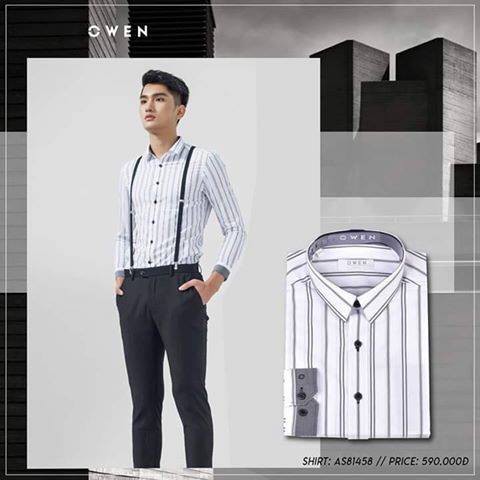 OWEN Áo Sơ mi kẻ sọc dọc trẻ trung Mã sp: AS81458D