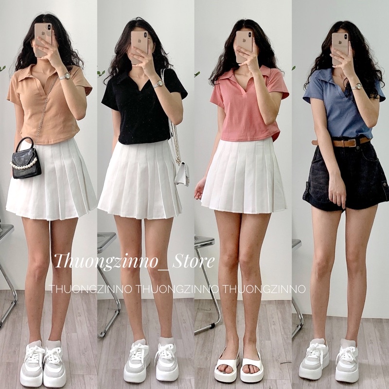 Áo croptop cổ đức nhiều màu hàng Quảng Châu