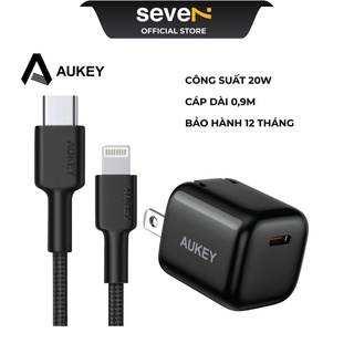 Bộ Sạc Nhanh Aukey PD 20W USB-C Kèm Cáp Type C To Aukey 0.9m