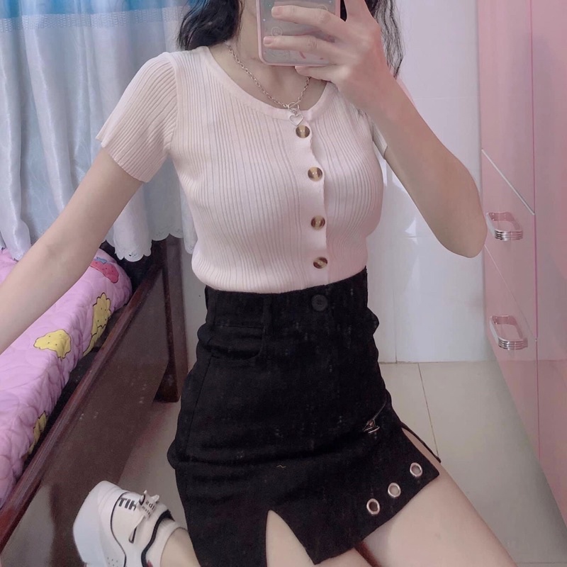 Áo len kiểu croptop (hình thật)