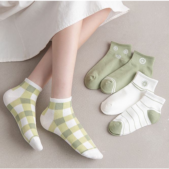 Set 10 Đôi Tất Vớ Nữ Ngắn Cổ Phối Quả Chanh Siêu HOT