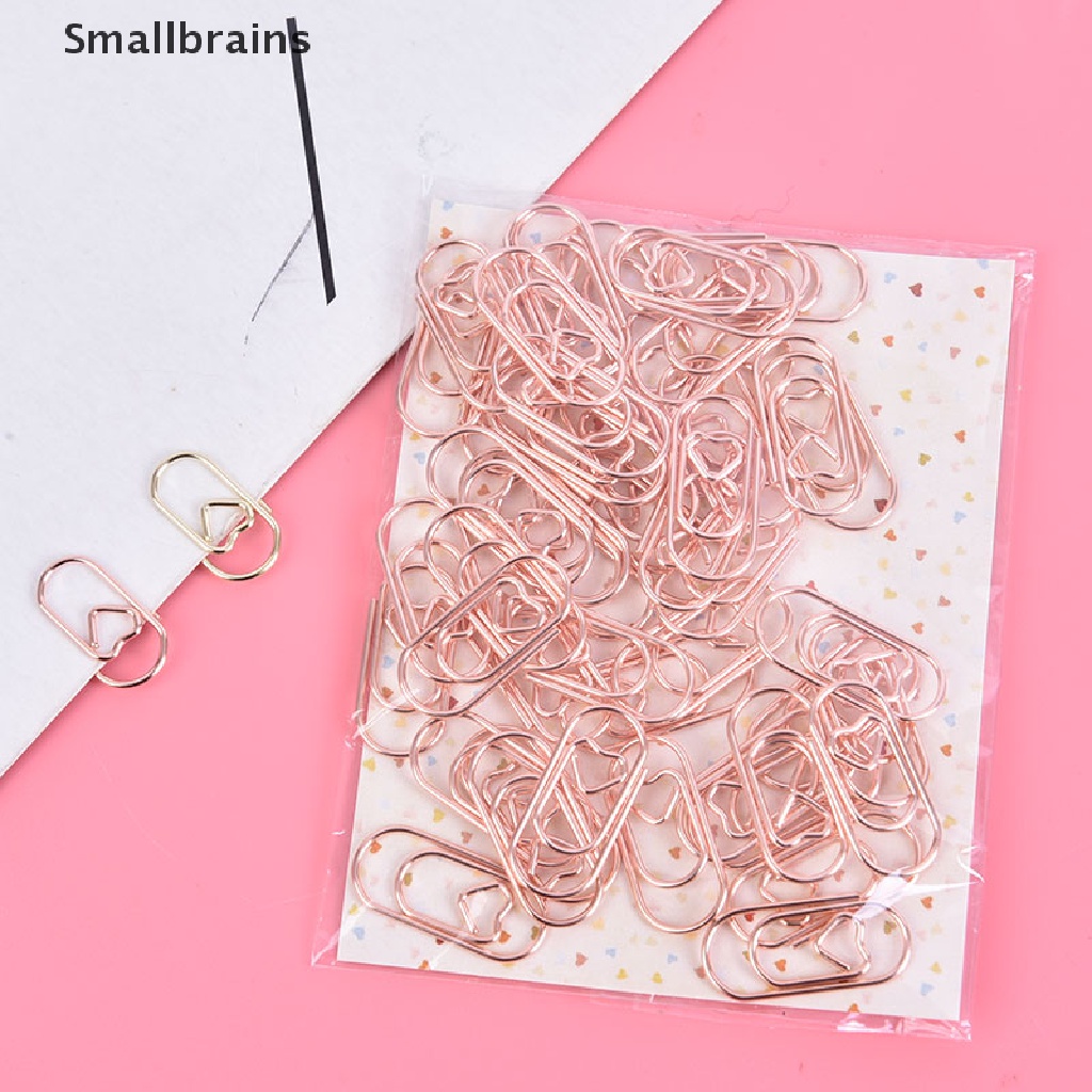 Set 50 Kẹp Giấy Kim Loại Màu Vàng Hồng Hình Trái Tim