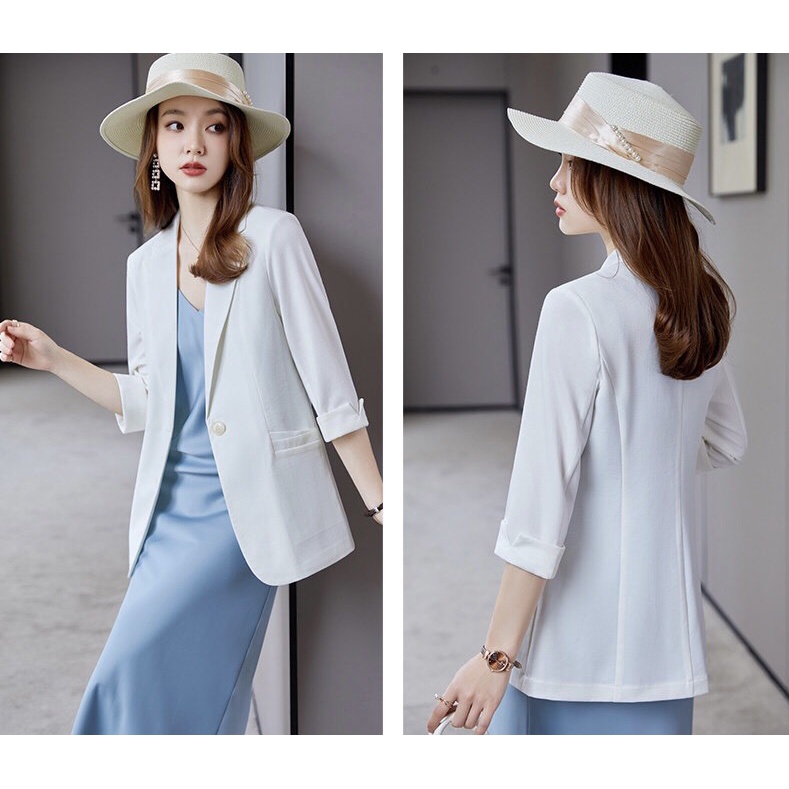 Áo khoác vest nữ ngắn tay lỡ, blazer công sở form suông thiết kế trẻ trung dễ phối đồ đi chơi dạo phố sự kiện tiệc cưới | WebRaoVat - webraovat.net.vn