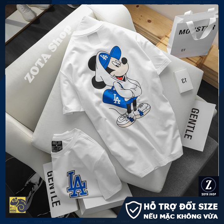 Áo phông nam ngắn tay cổ tròn ZOTA chất cotton tici in LA - Micky 2 mặt GZ01