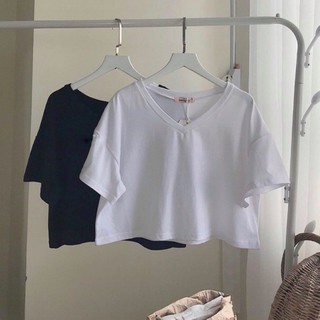 áo croptop cổ tim - áo thun croptop basic nhiều màu