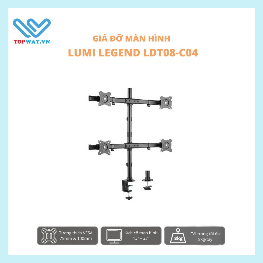 [GIÁ ĐỠ] GIÁ TREO 4 MÀN HÌNH TỪ 13 - 27 INCH LUMI LEGEND LDT08-C04