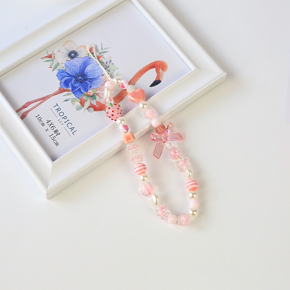 Dây Đeo Điện Thoại Xâu Hạt Diy Hình Quả Dâu / Gấu Hồng / Đào Dễ Thương