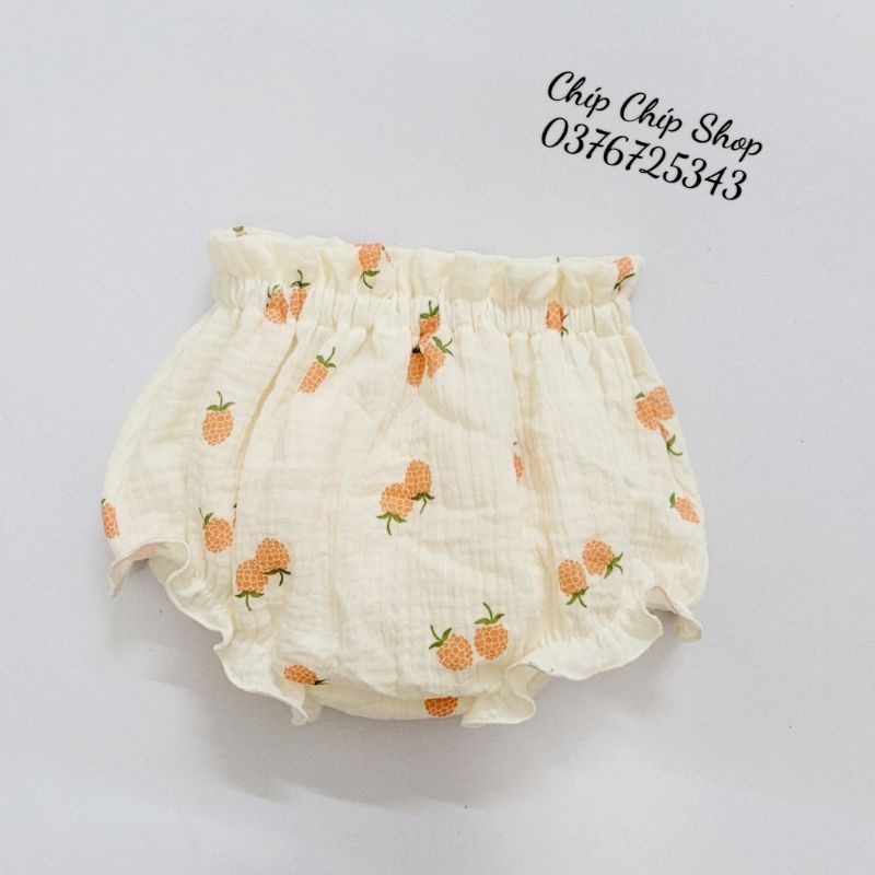 Quần bí xô muslin mềm mát cho bé gái(5-15kg)_ Chíp Chíp Shop