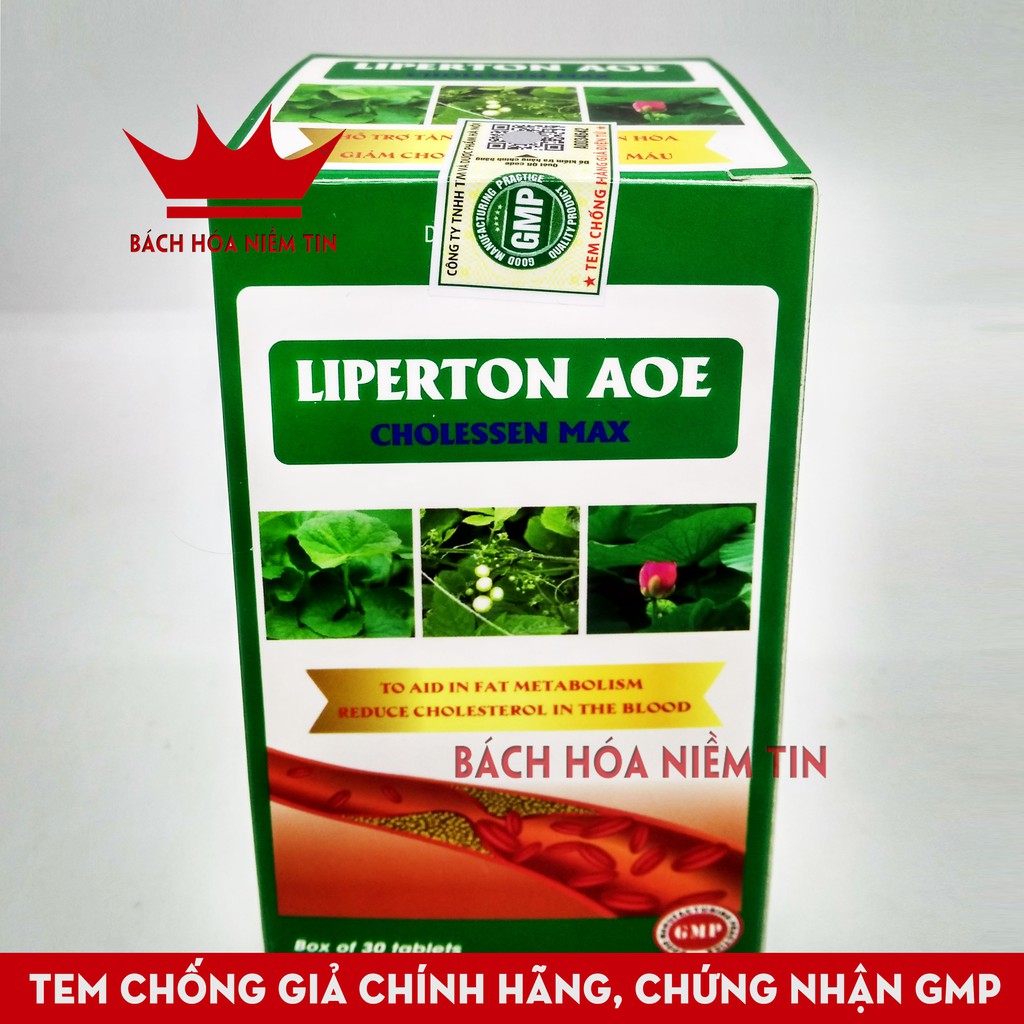 Viên uống LIPERTON AOE - Giảm mỡ máu, gan nhiêm mỡ, giảm béo hiệu quả - thành phần 100% thảo dược - Hộp 30 viên