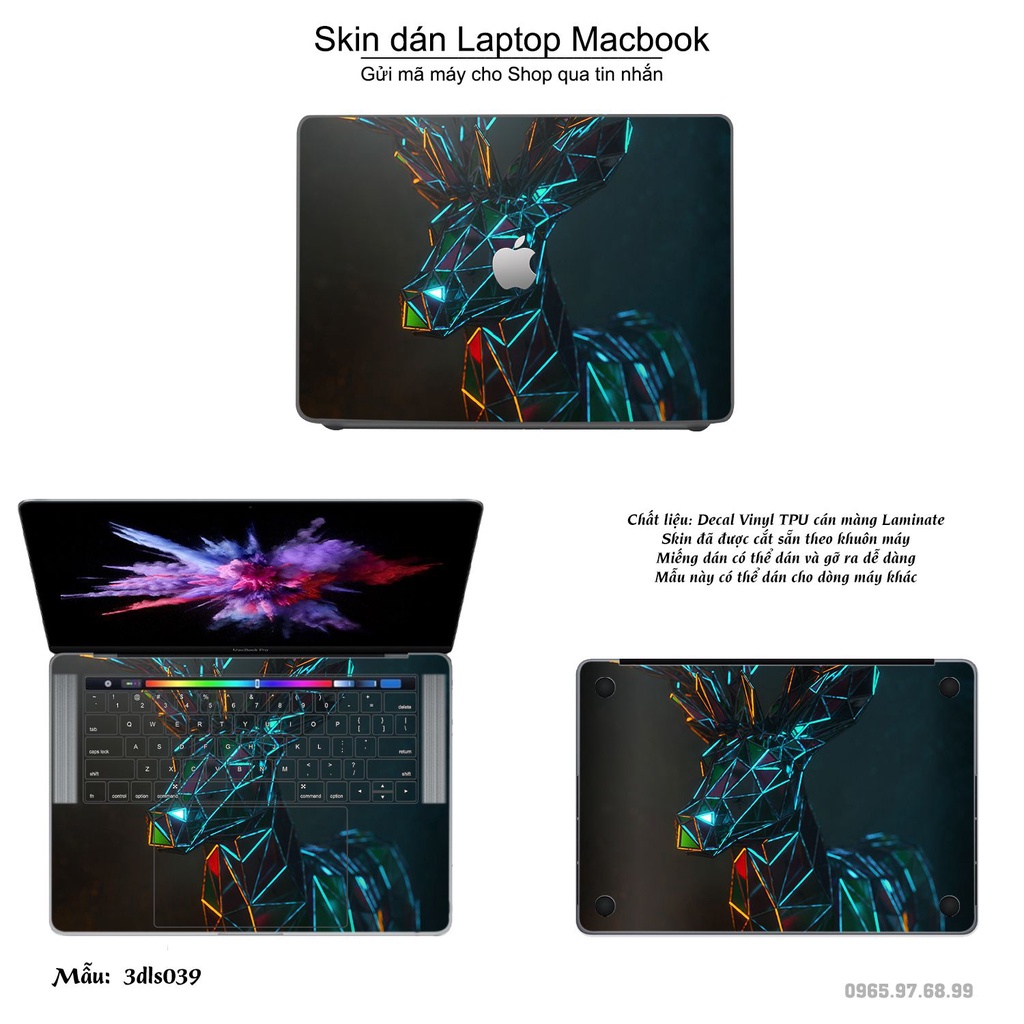 Skin dán Macbook mẫu 3D Green (đã cắt sẵn, inbox mã máy cho shop)