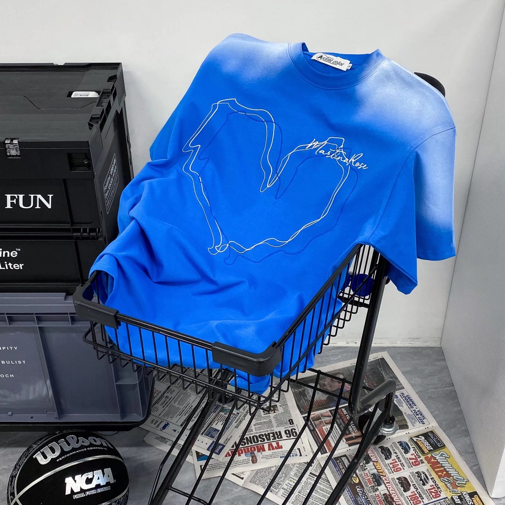 Áo Thun Tay Ngắn Dáng Rộng In Họa Tiết Trái Tim Màu Nhuộm Thời Trang Mùa Hè Cho Nam Và Nữ