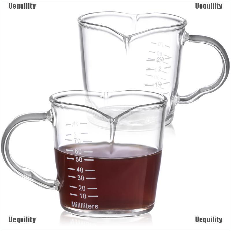 [Uequility] 2 Pack 70ml Espresso Measuring Glass Double Spouts Measuring Cups Espresso Shot