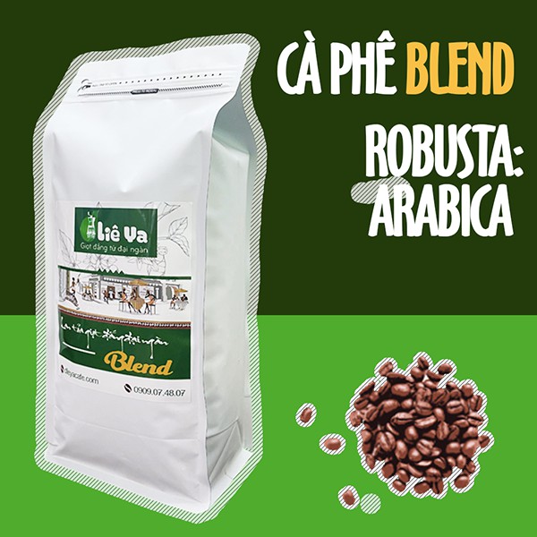 [Combo mua từ 2KG] 1KG Cafe hạt blend rang mộc nguyên chất Robusta Arabica - Đliê Ya Cafe