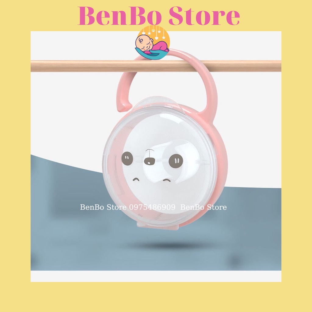 Hộp đựng ti giả, núm ti cho bé trong suốt, có móc treo