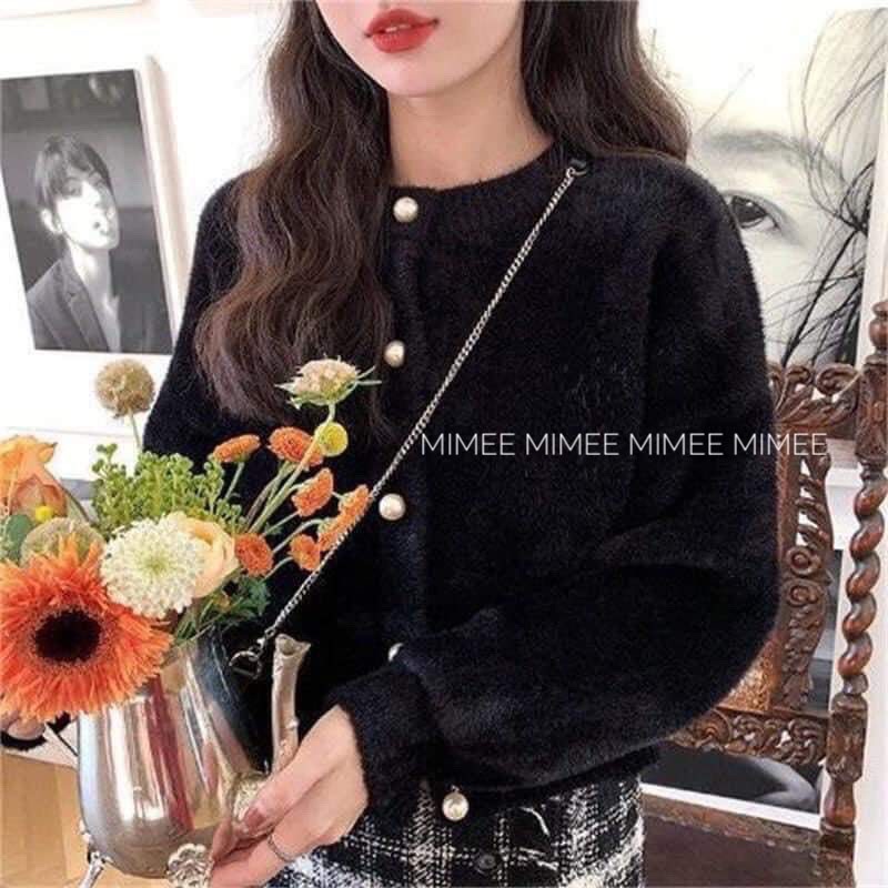 Áo cardigan lông thỏ cúc trai áo ren chờm chris mimee