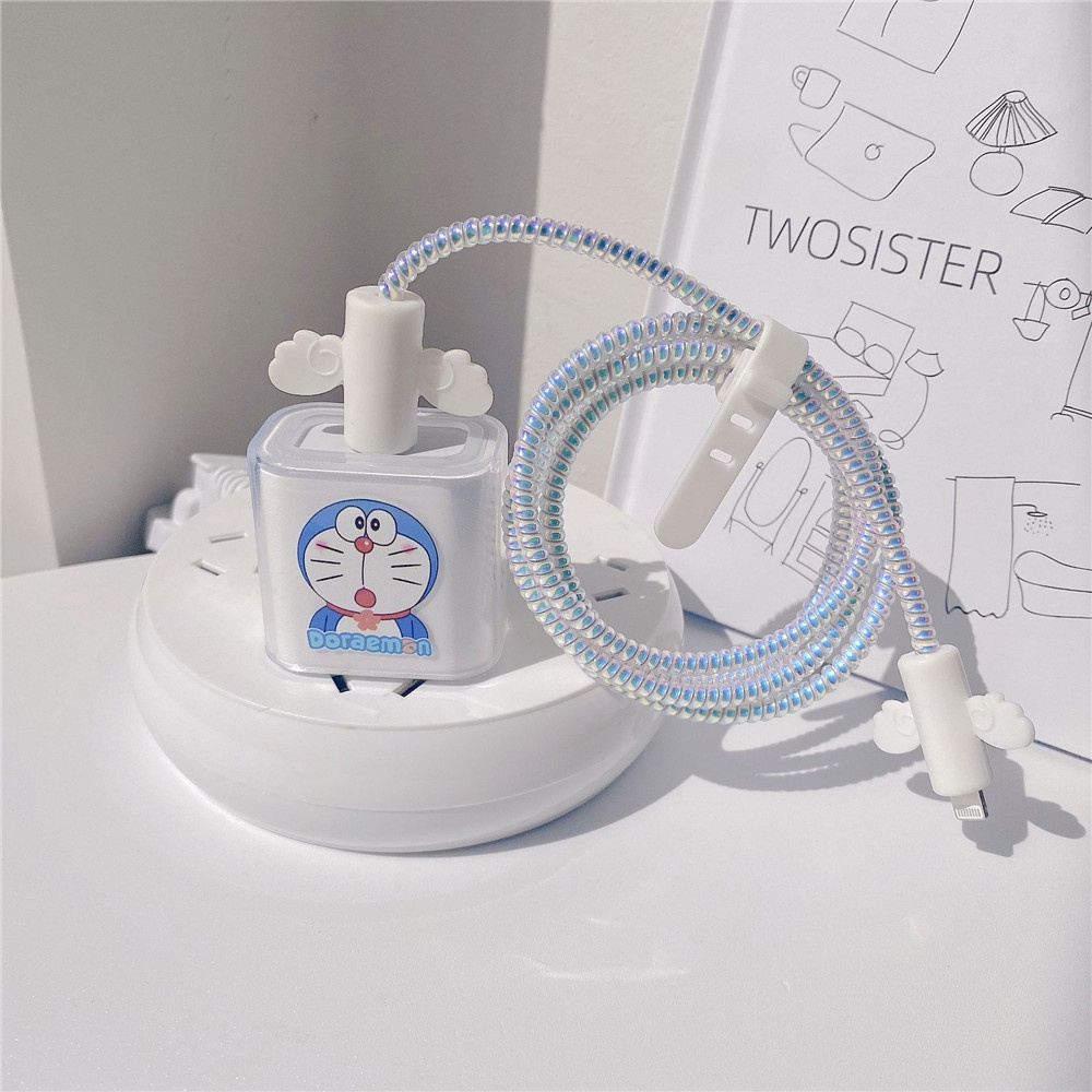 Vỏ bọc bảo vệ đầu dây cáp sạc họa tiết hoạt hình dễ thương thích hợp cho iPhone 18/20W