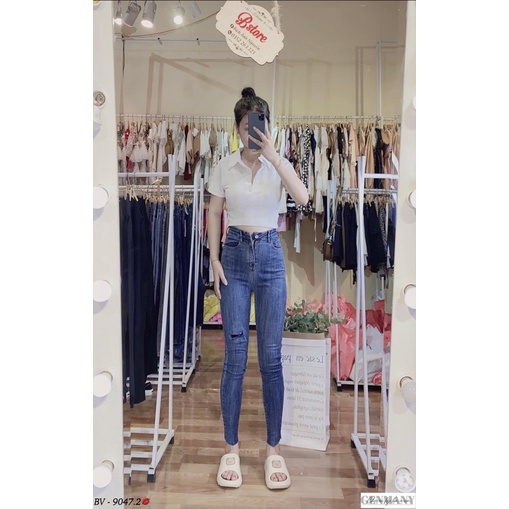Quần bò ôm rách siêu đẹp. Size S M L