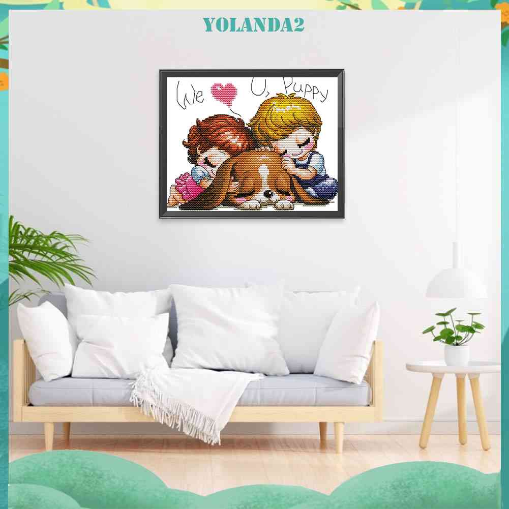 14ct Bộ Tranh Thêu Chữ Thập Hoạt Hình We Fell Asleep