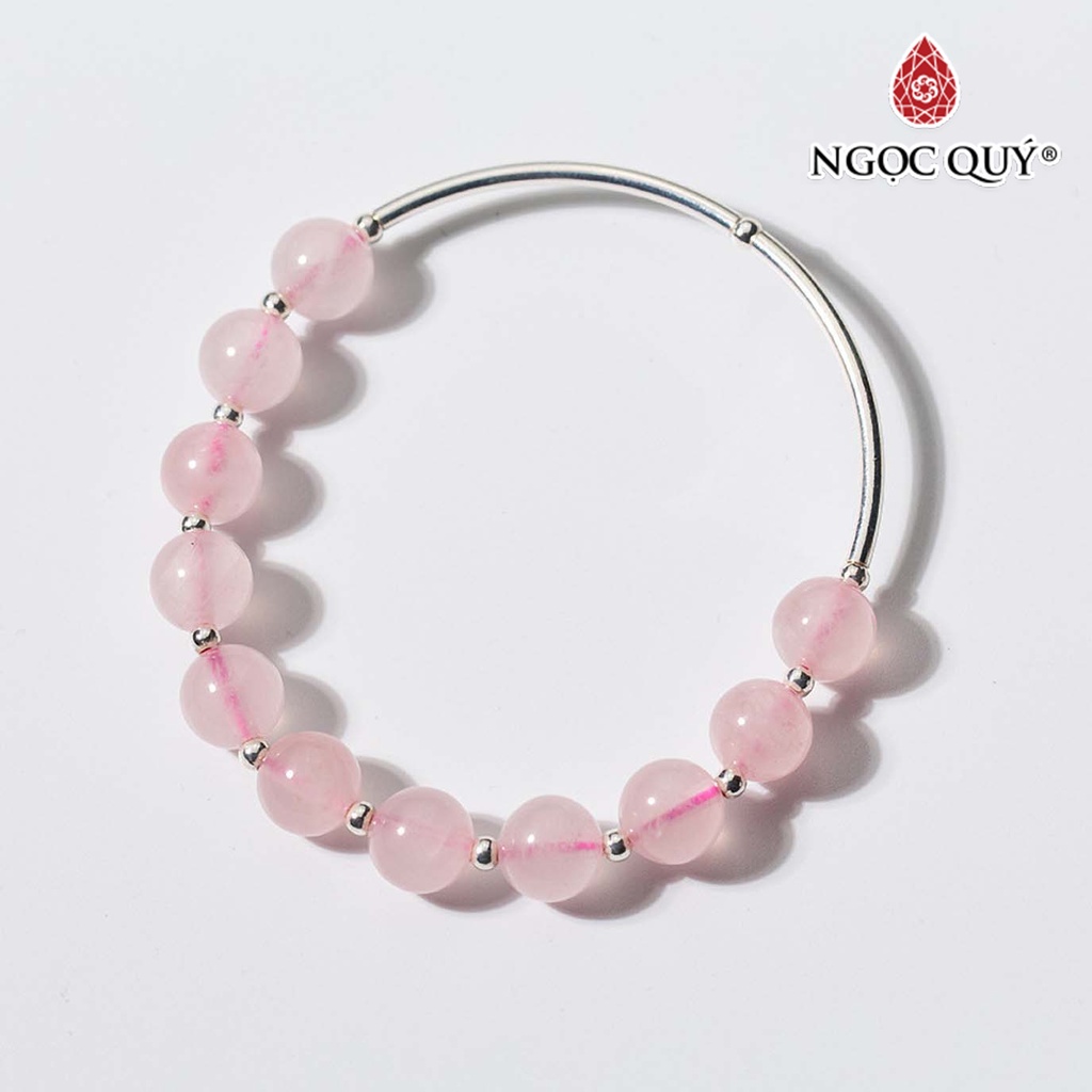 Vòng tay TA hồng phối 2 ống bạc - Ngọc Quý