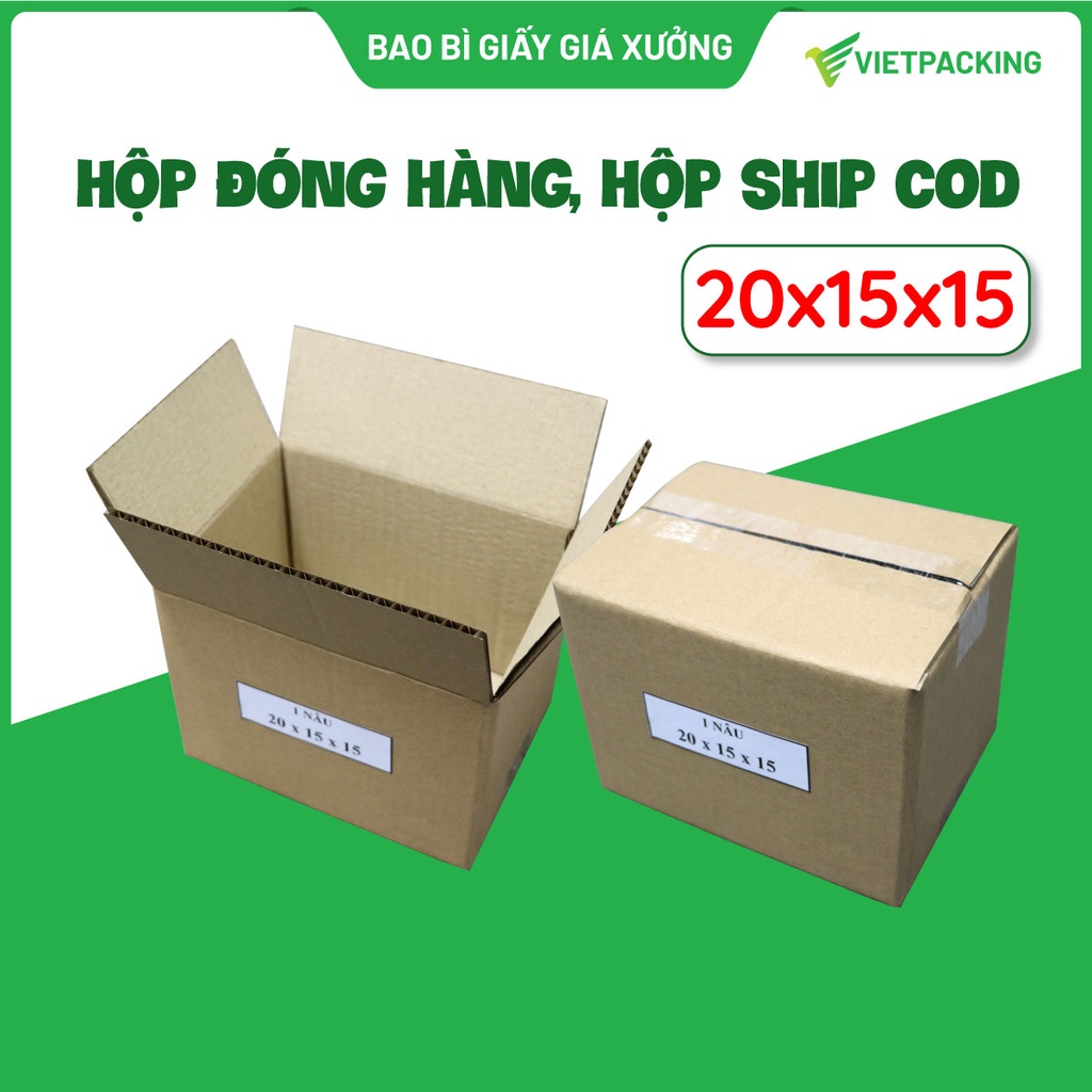 Hộp carton đóng hàng giá rẻ, hộp giấy giao hàng bưu điện 20x15x15 cứng cáp, chống va đập
