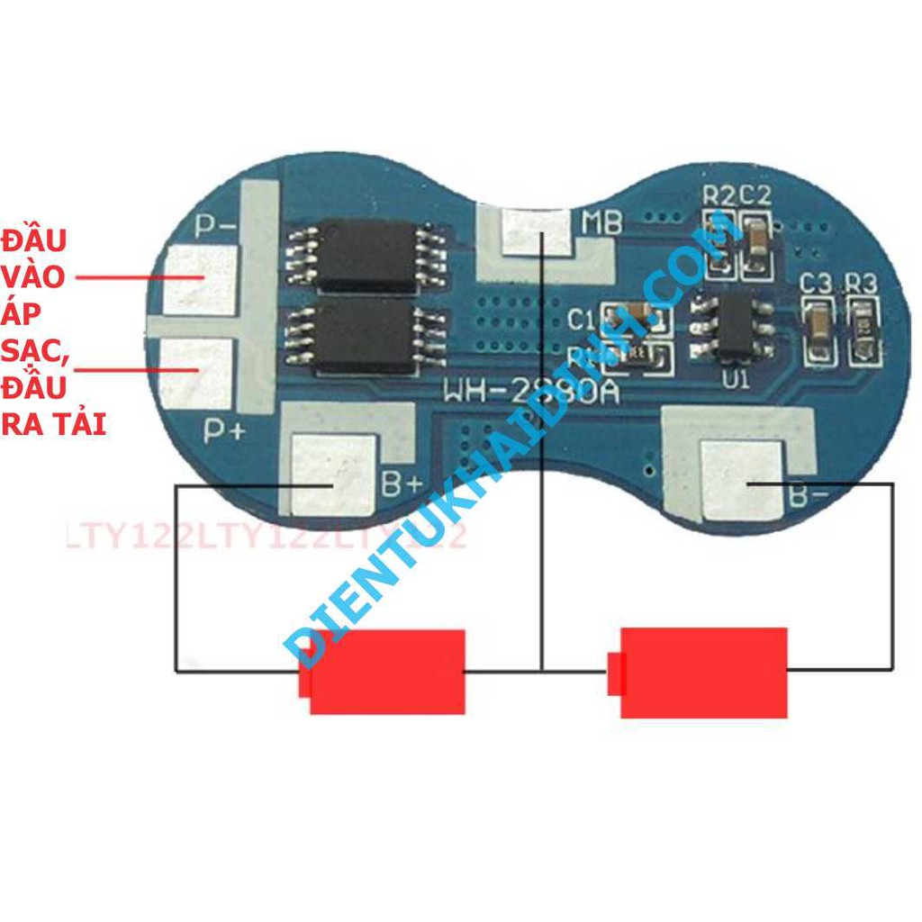 module SẠC, bảo vệ quá tải pin 18650 2 viên 7.4V-8.4V 4A kde3511