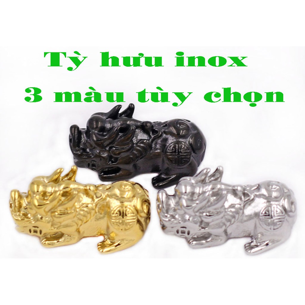 Vòng đeo tay Đá Tự Nhiên Xanh Dương 8 ly - Vòng tay Tỳ Hưu Đôi inox VMHXETHHEV8 - Hợp mệnh Mộc, mệnh Thủy