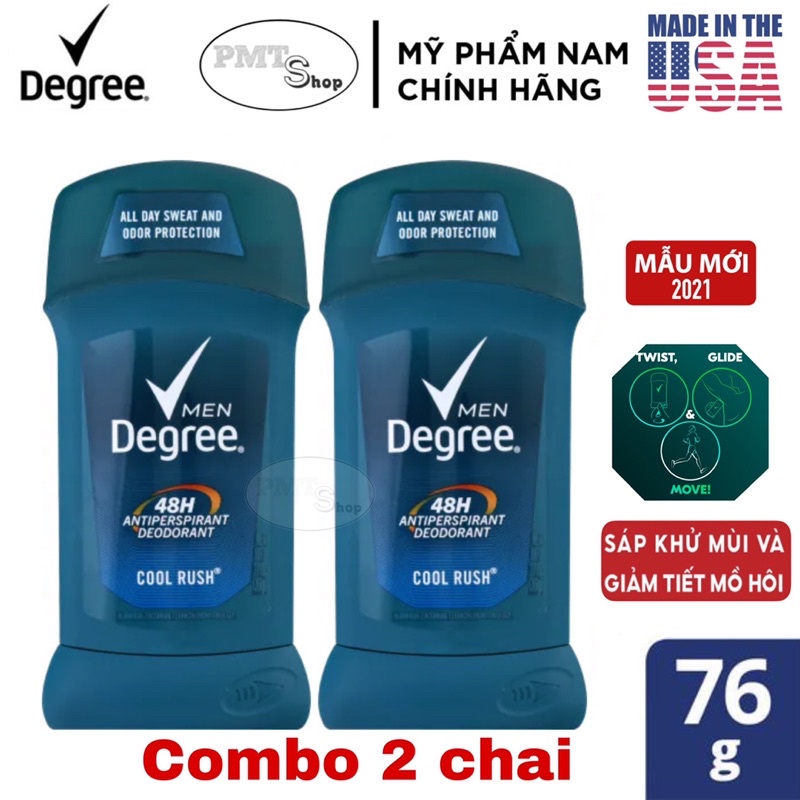 [USA] Bộ 2 cây Lăn sáp khử mùi nam Degree Men Cool Rush 76g x 2 cây ngăn mồ hôi - Mỹ | BigBuy360 - bigbuy360.vn