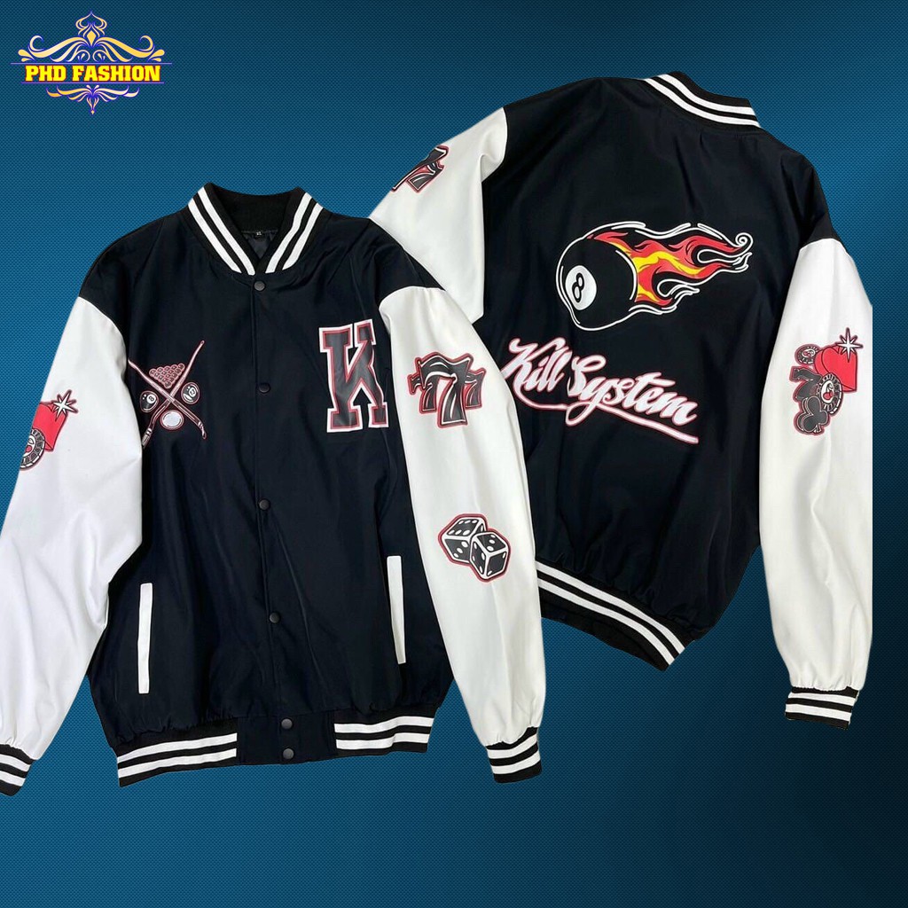 Áo bomber unisex vải dù 2 lớp cao cấp chống thấm giữ ấm chất vải mịn không xù (màu đen,trắng) cam kết video kèm ảnh thật | BigBuy360 - bigbuy360.vn