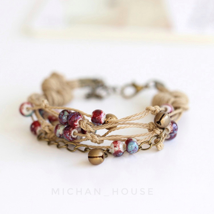 Vòng tay bằng gốm handmade phong cách boho cá tính thời thượng