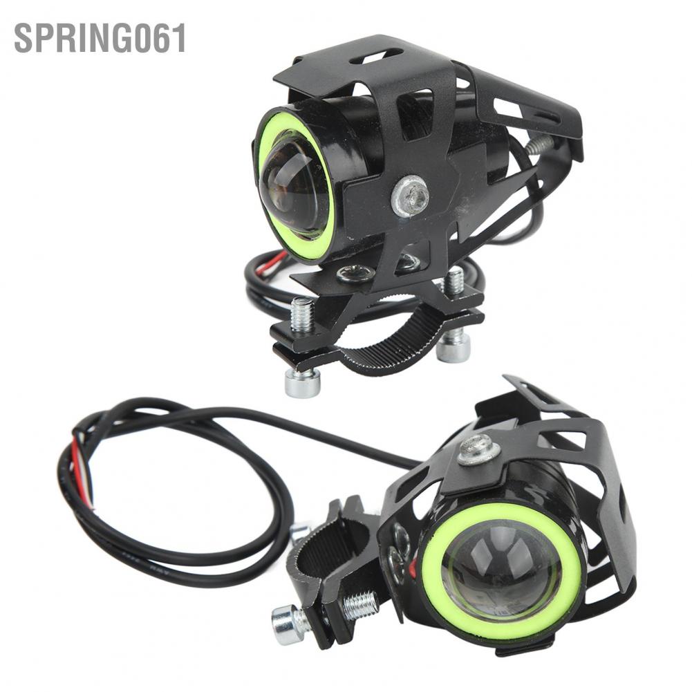 Spring061 2pcs Motorcycle LED Spotlight Green Lighting 12‑80V Angel Eye Waterproof Work Lamp for Boats Cars
