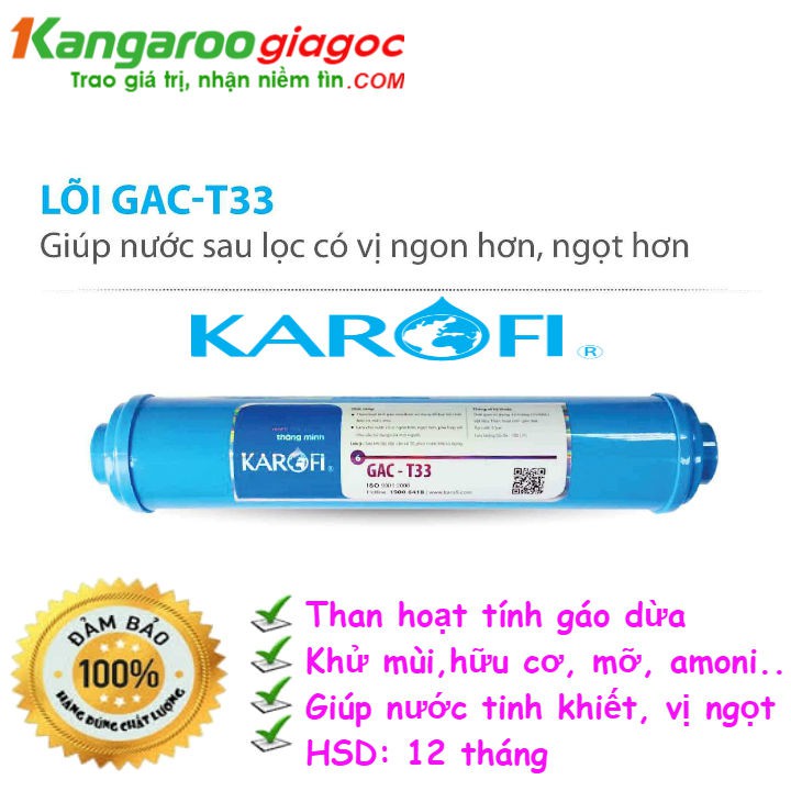 [UY TIN SỐ 1]Lõi lọc nước số 6 - Gac T33 karofi chính hãng | Tạo ngọt - Lắp được cho tất cả các máy lọc RO | BigBuy360 - bigbuy360.vn