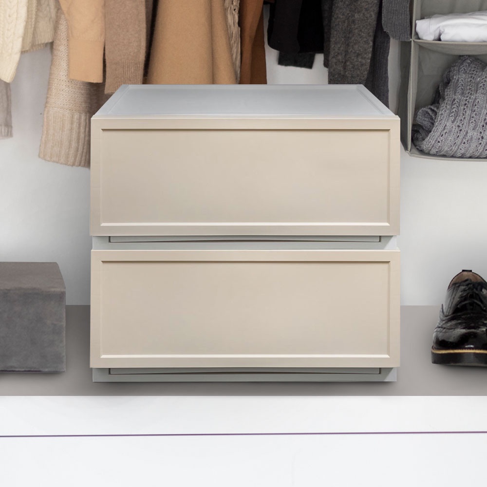 HomeBase STACKO Hộp nhựa đa năng ECO dạng ngăn kéo có thể xếp chồng Thái Lan W54xH24xD39.5 màu kem